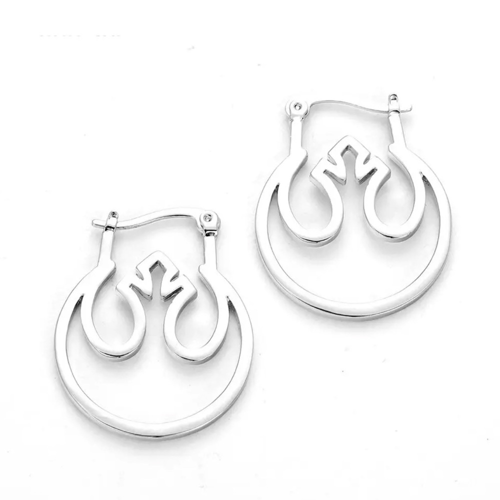 ⭐️NEW⭐️ 18K White Gold (Rhodium) Star Wars Rebel Alliance Insignia Hoop - Picture 2 of 5